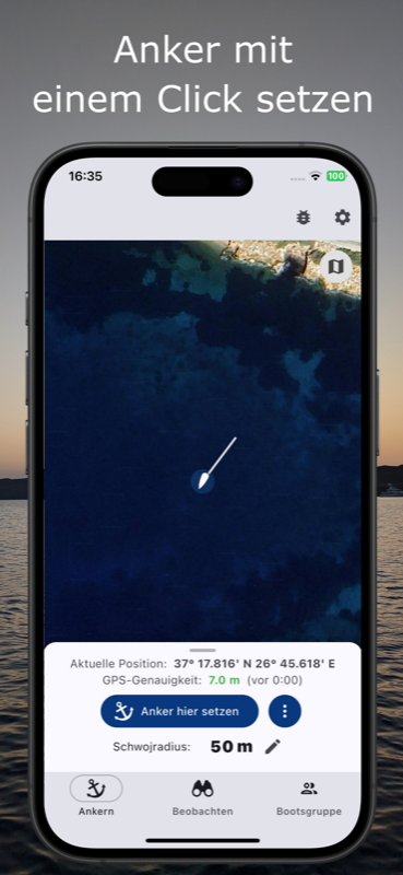 Anker mit einem Fingertipp setzen