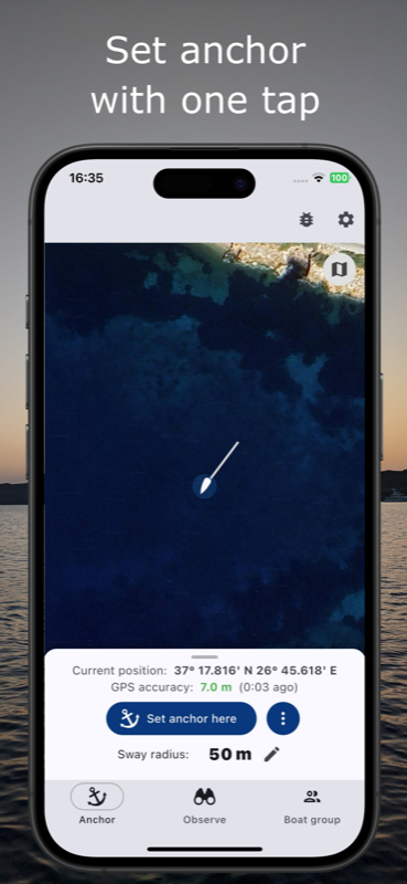 Set anchor with one tap