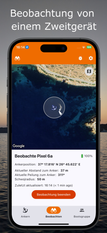 Von einem zweiten Gerät aus beobachten